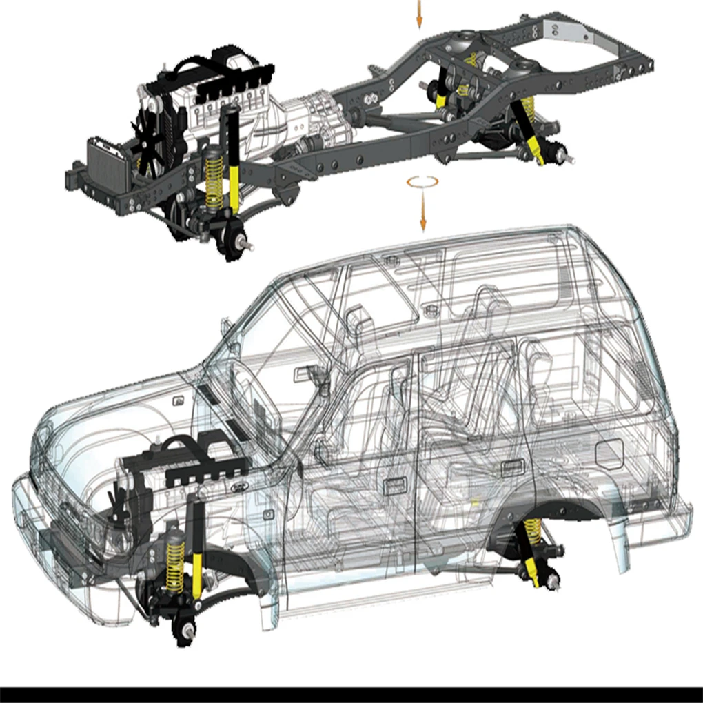 LC80 1/10 zestaw budowniczy z metalową ramą podwozia regulowane rozstaw osi skala realizmu dla RUN-80 RC Rock Crawler ciężarówka terenowa