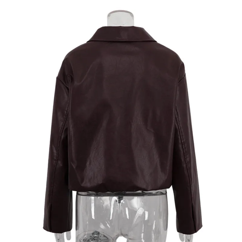 AW25 新しいバイカージャケット女性のためのショートレザースタイルラペル襟シティウォークやデートナイトに最適女性ファッションストリート