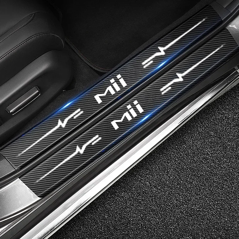 

Carbon Fiber Leather Car Door Sill Threshold Anti Scratch Protective Stickers Decals For Seat Mii Rear Trunk Protection Strips