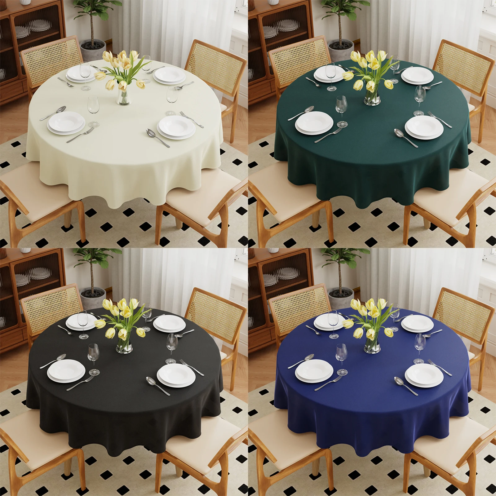 Wedding Round Tablecloth Washable Table Cloth Decorative Table Cover Indoor Holiday Home Christmas Party Picnic Dining Room