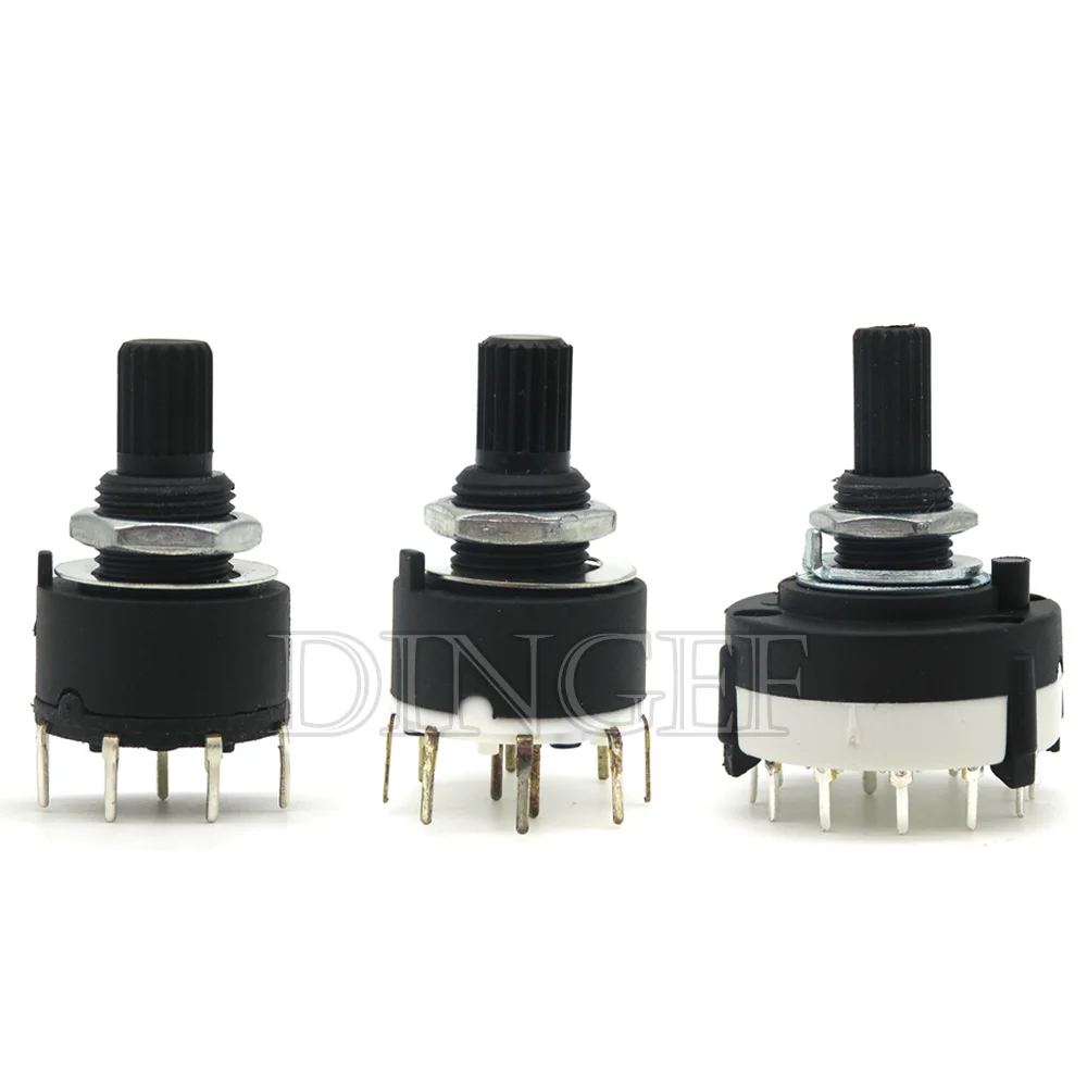 1PCS RS16 Plastic 16MM Rotary Band Switch 2 Pole 3 4 Position 1 Pole 5 6 8 Position Handle Length 15MM Axis Band Switch