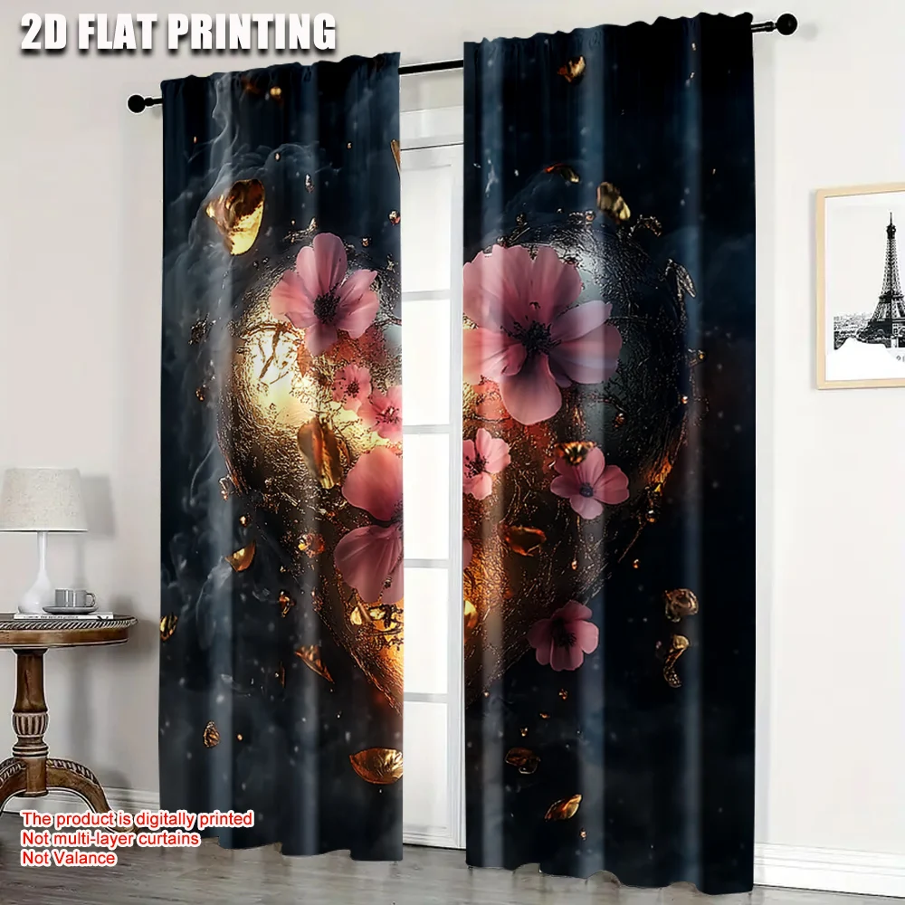 

2pc, Curtain Gold Heart Versatile Polyester Fabric,Without Electricity Versatile Suitable for Holiday Portraits and Decorations