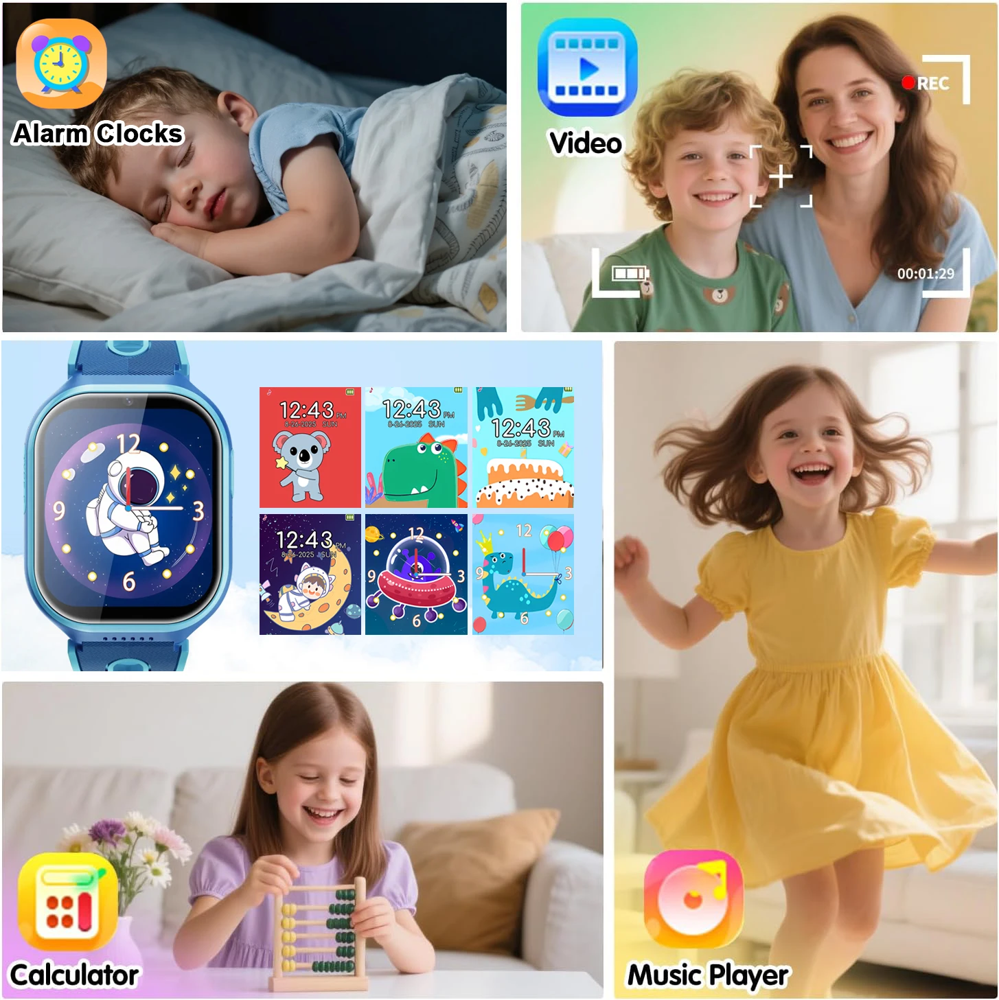 Kids Smartwatch for Boys & Girls, 32 Puzzle Games & Habit Tracking, Camera/Video/Music/Pedometer, Educational Learning Watch