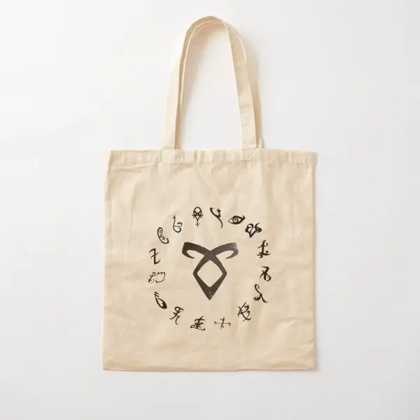 Shadowhunter Runes Cotton Canvas Bag Handbag Casual Shoulder Bag Travel Ladies Grocery Women Reusable Fabric Fashion Printed