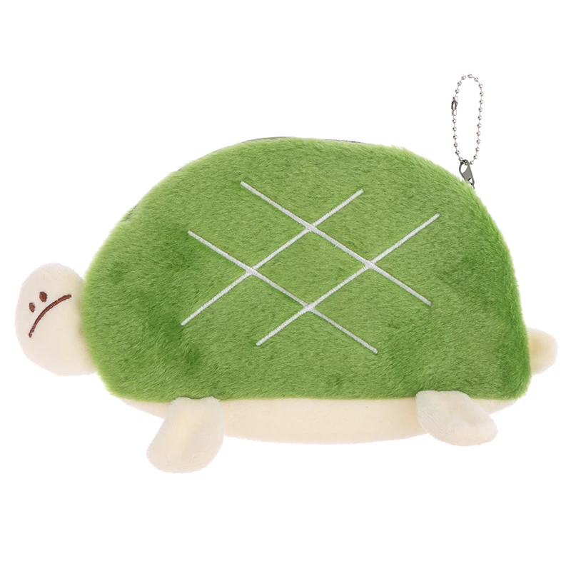 Porte-monnaie en peluche de tortue de dessin animé mignon pour femmes et enfants, portefeuille à fermeture éclair, petit animal, carte d'argent, clé, écouteur