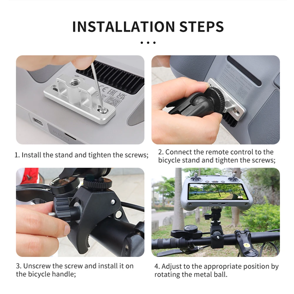 Remote Bike Mount Holder Safety Riding Motorcycle Handlebar Holder Clip for DJI Air 3 /Mini 4 Pro RC 2 Drone Control Accessory