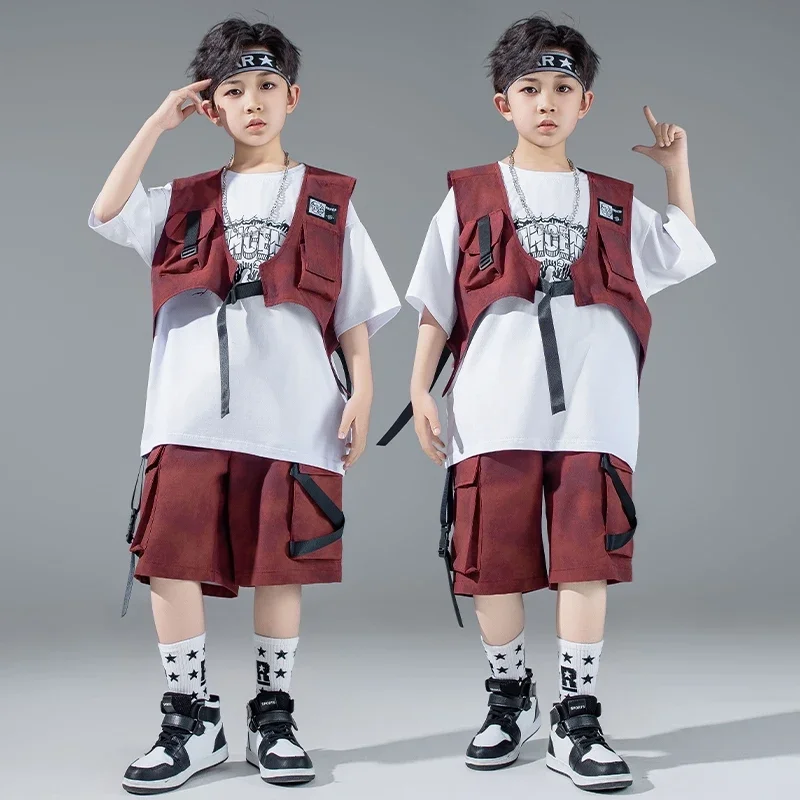 

Summer Boys Girls Jazz Dance Performance Costume Kids Street Dance Suits Drum Hip Hop Dance Clothes Stage Kpop Outfits