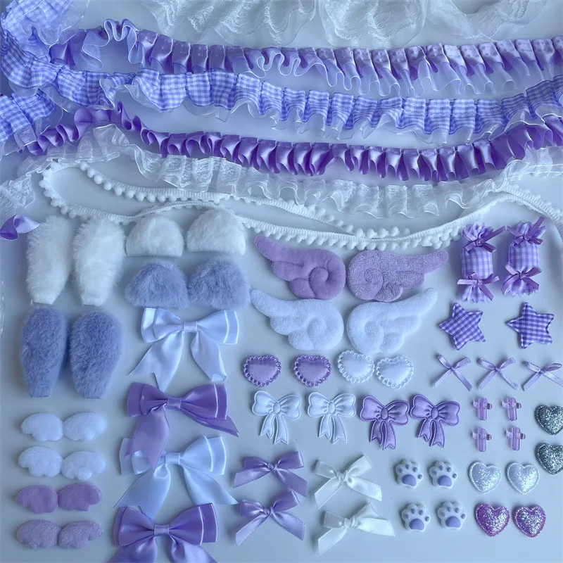 Pink Princess Diy Hair Accessory Kit 67 Pieces Including Lace Ribbons Bows Mini Fans and Clips All In One Craft Set for Girls