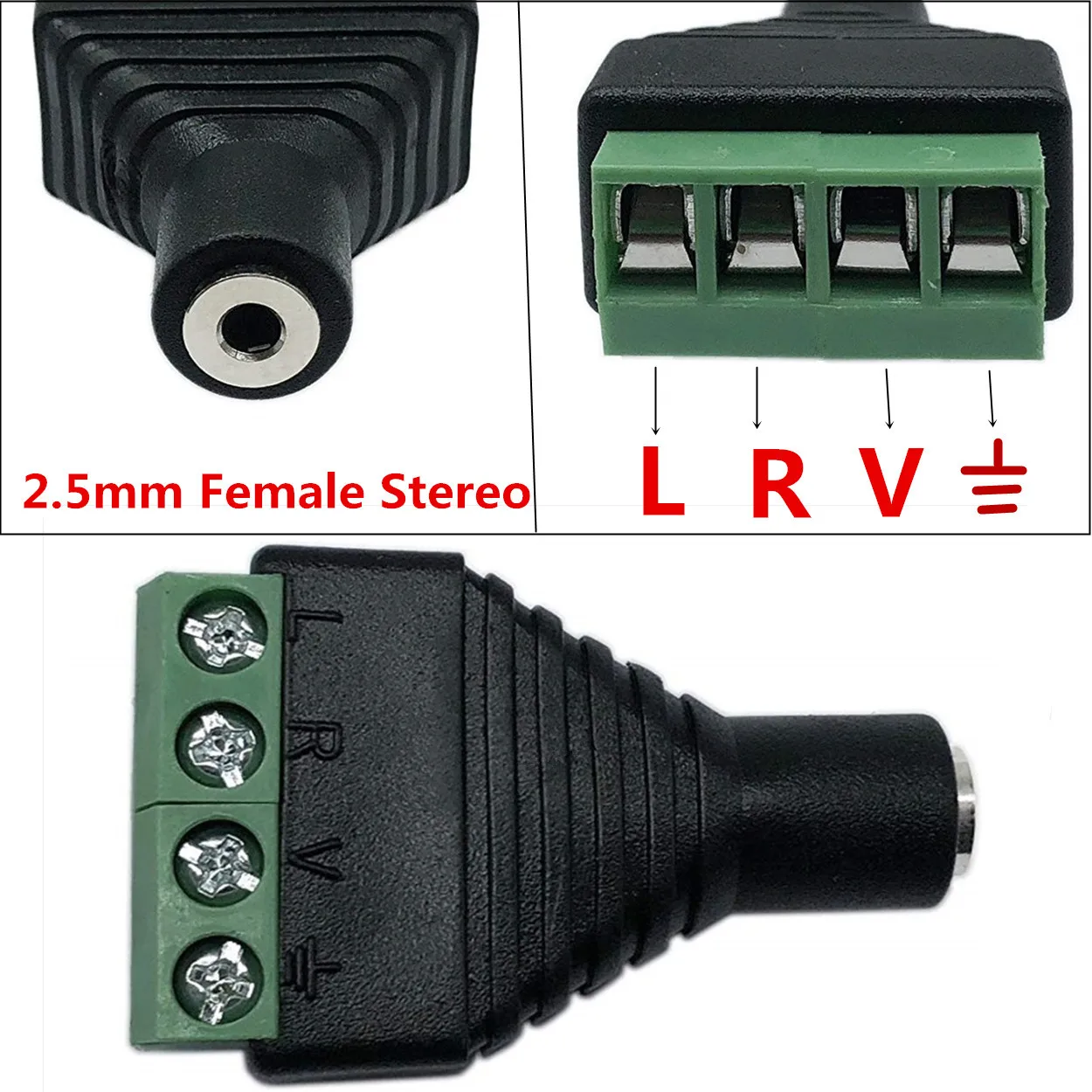 1pc Connector 2.5mm Female 4 Poles TRRS Stereo Socket To AV Screw Audio Video HeadphoneBalun Terminal Adapter