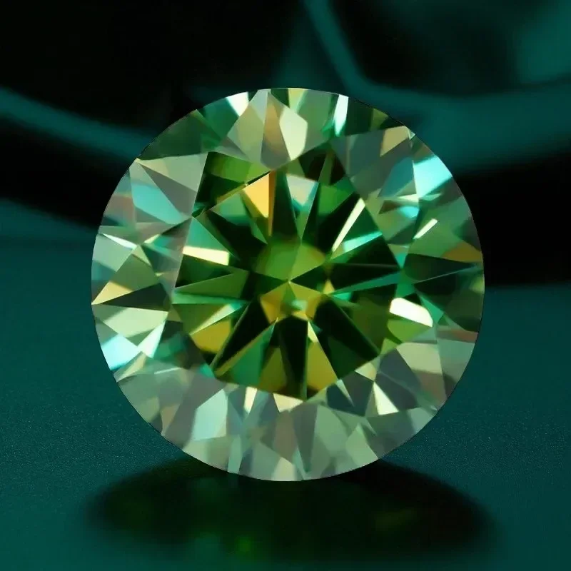 Top Yellow Green Color Moissanite Stone Round Cut 8 Hearts & Arrows for DIY Jewelry  Making with Certificate