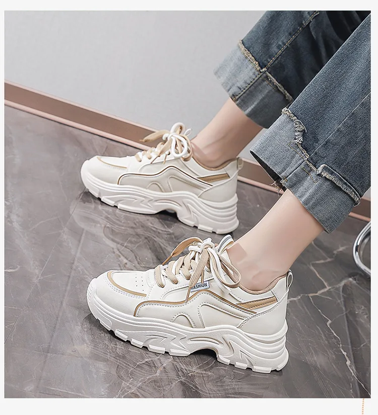 Korean Style Sneakers for Women Spring Students Sports Running Shoes Breathable Soft Sole Comfort Casual Thick Bottom Footwear