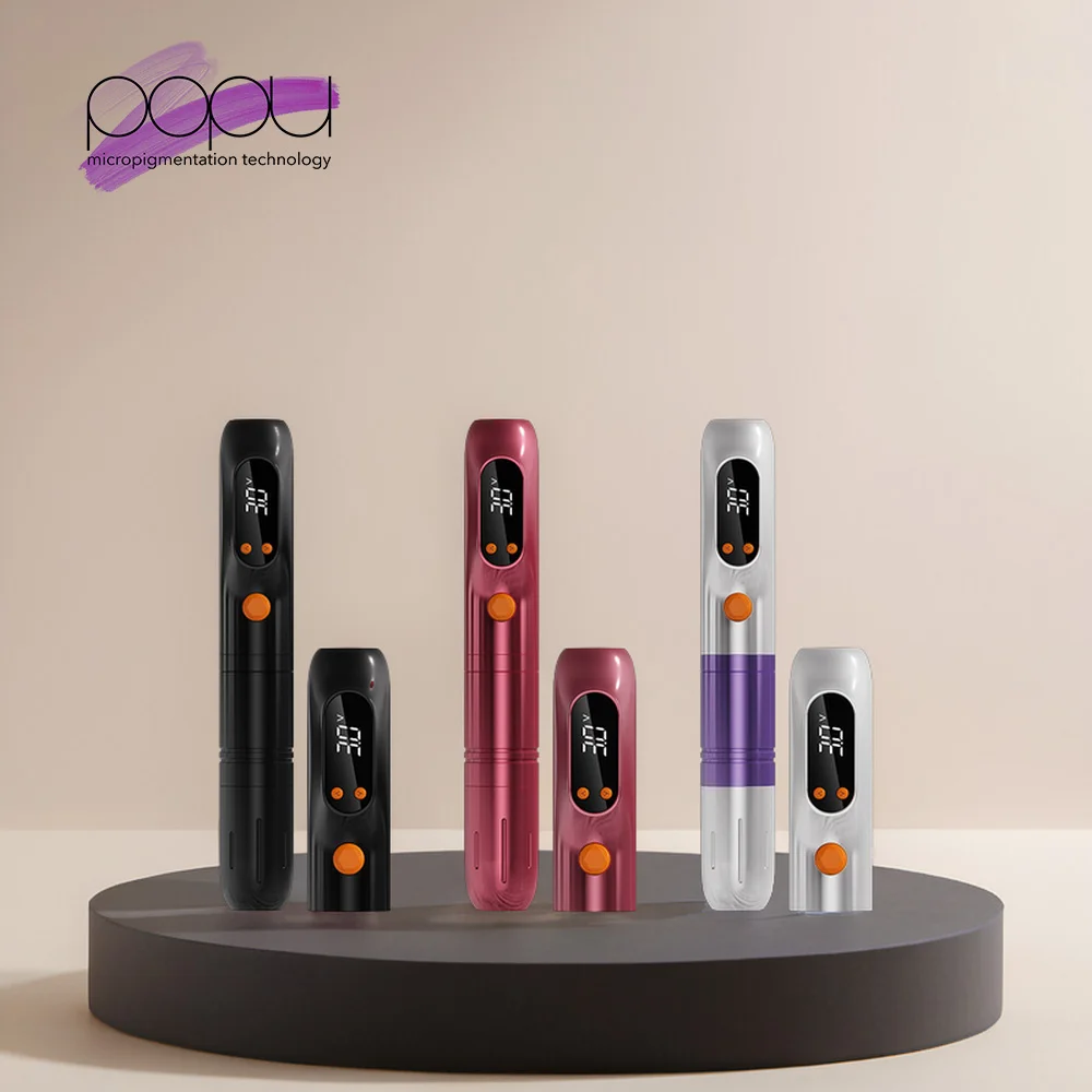 الجملة POPU Lola Air S الكهربائية الوشم بندقية مخصصة الشعر السكتة الدماغية Microblading الحاجب القلم اللاسلكية PMU آلة ل نانو السكتة الدماغية