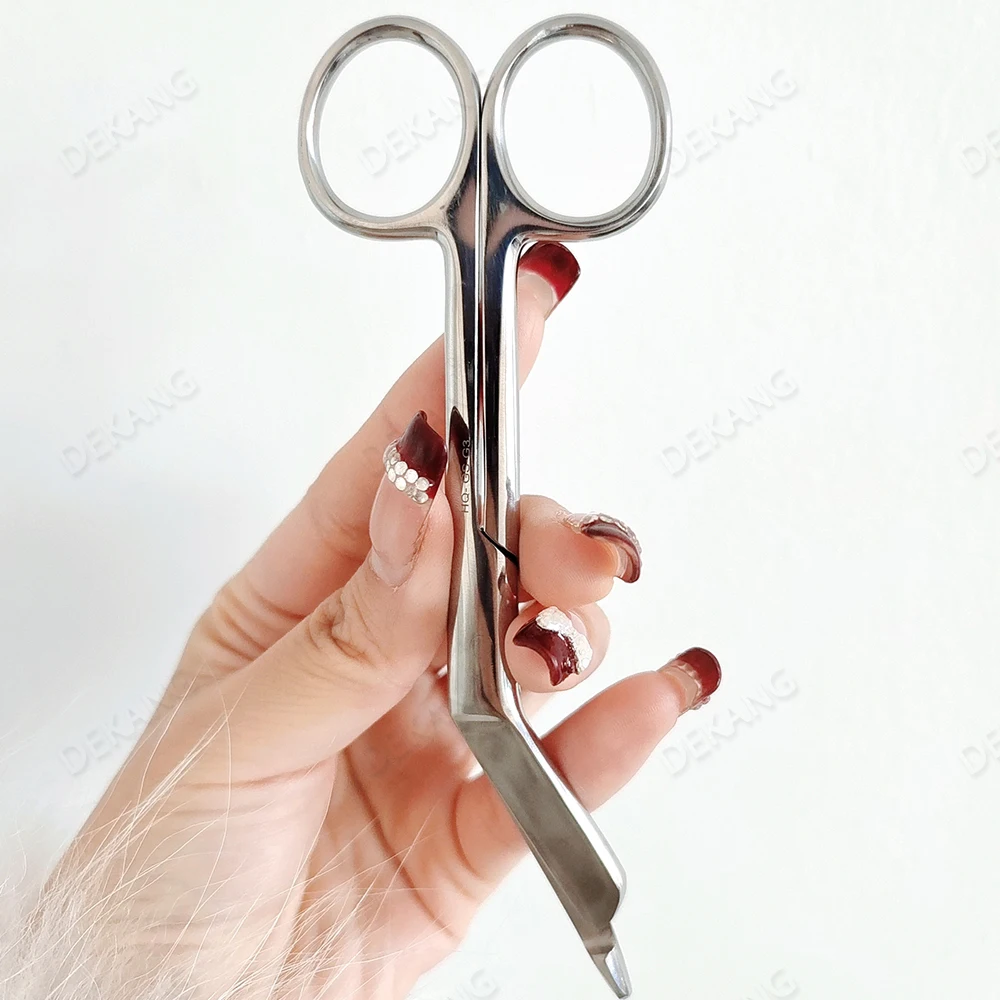 Tesoura de bolso de aço inoxidável, 14 cm de comprimento, tesoura para curativo e cabo de bandagem de gesso