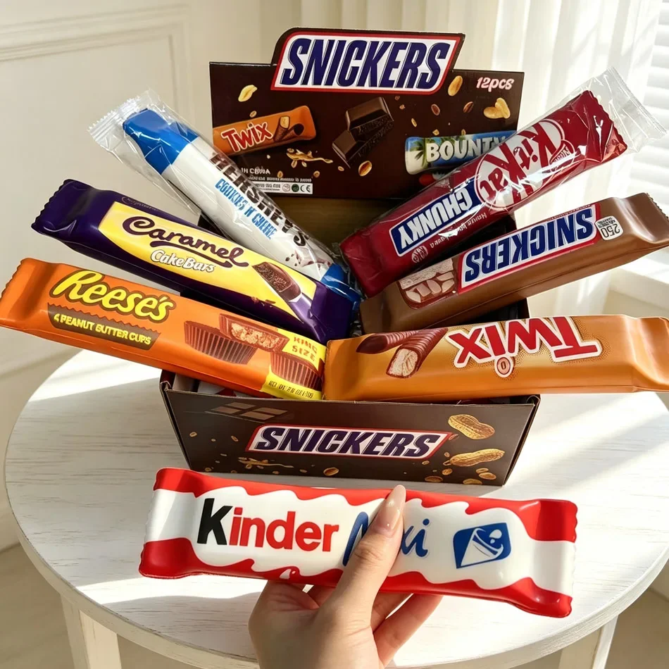 12Pcs Squishy Elastic Chocolate Bar Fidget Toy Funny Decompression Prank Squeeze Toy Anxiety Relief Kids Gifts