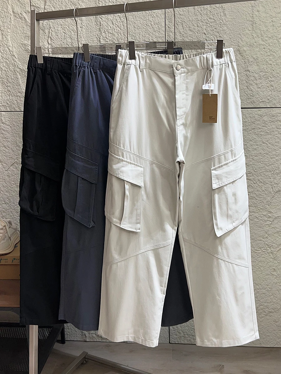 Washed Cotton Casual Pants American Workwear Style Spring Men's Versatile Multi-Pocket Straight Leg Comfortable Breathable