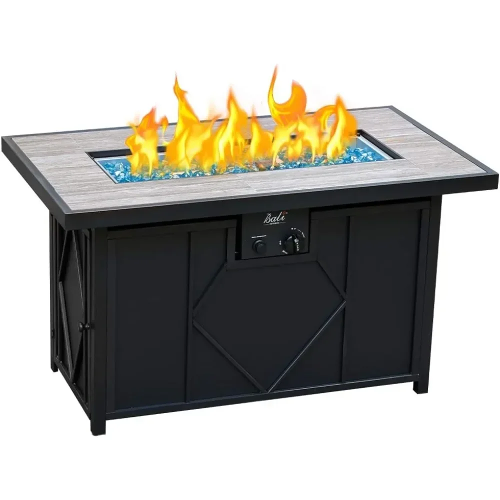 

42" Ceramic Tabletop Propane Fire Pit , Good for Outside Patio Backyard Deck Balcony Share time with Family or Friends