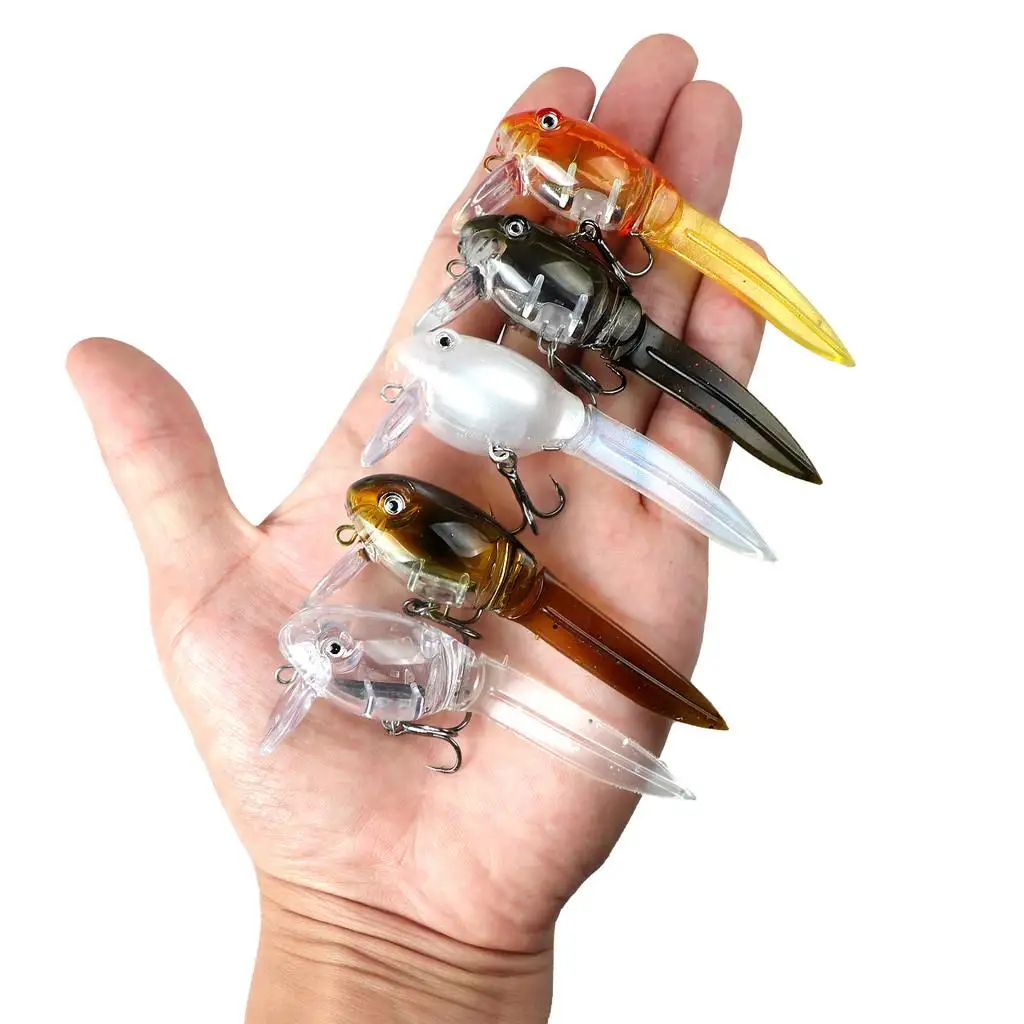 1pcs Tadpole Hard Bait Fishing Lure, 8 G/8.5 Cm, Detachable Soft-tail Crankbait with 8# Flattened Blood Groove Treble Hook, - view 5