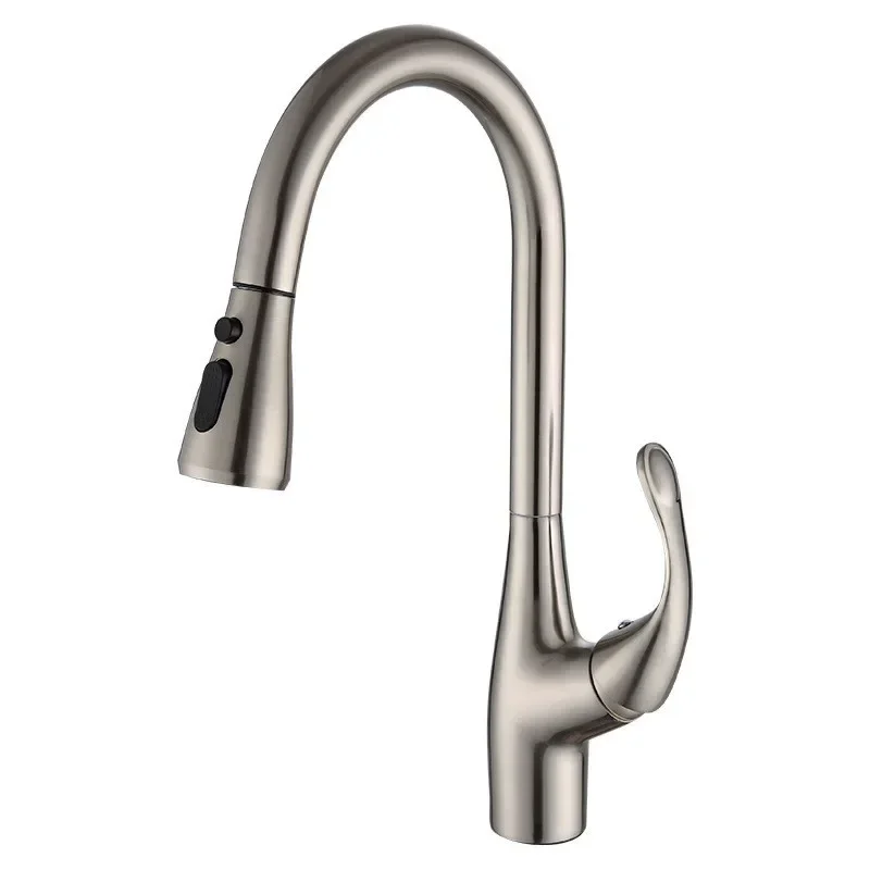 

Brushed Nickel Pull Out Kitchen Faucet Black Tap 360 Rotate Brass Chrome/ Nickel /Black Swivel Sink Mixer Tap