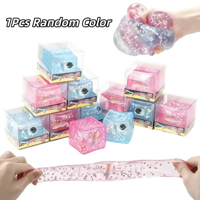 Ice Cube Square Snowflake Decompression Toy 1Pcs Soft Maltose Squeeze Fidget Toy for School Students Anxiety Relief