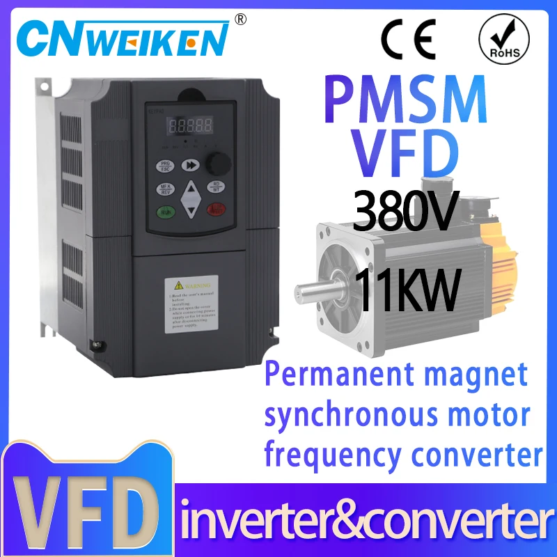 

0.75-4-11KW PMSM VFD Variable Frequency Drive 3PH 380v in out Permanent magnet synchronous motor AC Motor Speed Controller