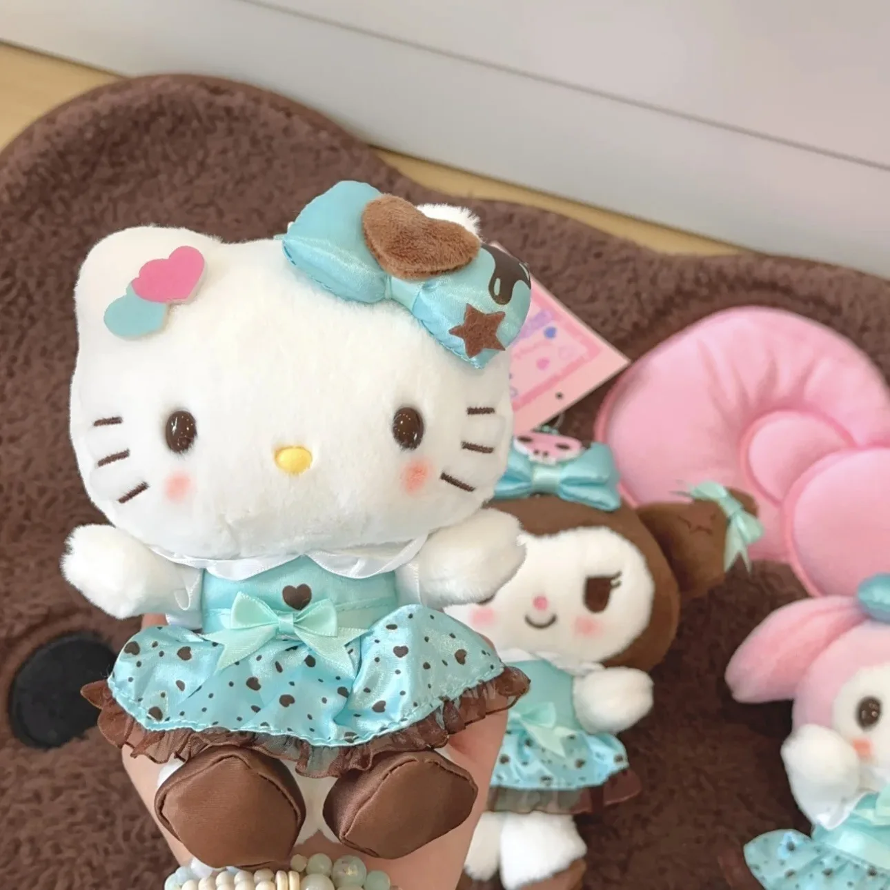 Urocza seria Hello Kitty z czekoladą miętową, zawieszka do torebki dla dziewczynek Hello Kitty, pluszowa lalka My Melody Kuromi, zabawka dla dziewczynek, breloczek DIY