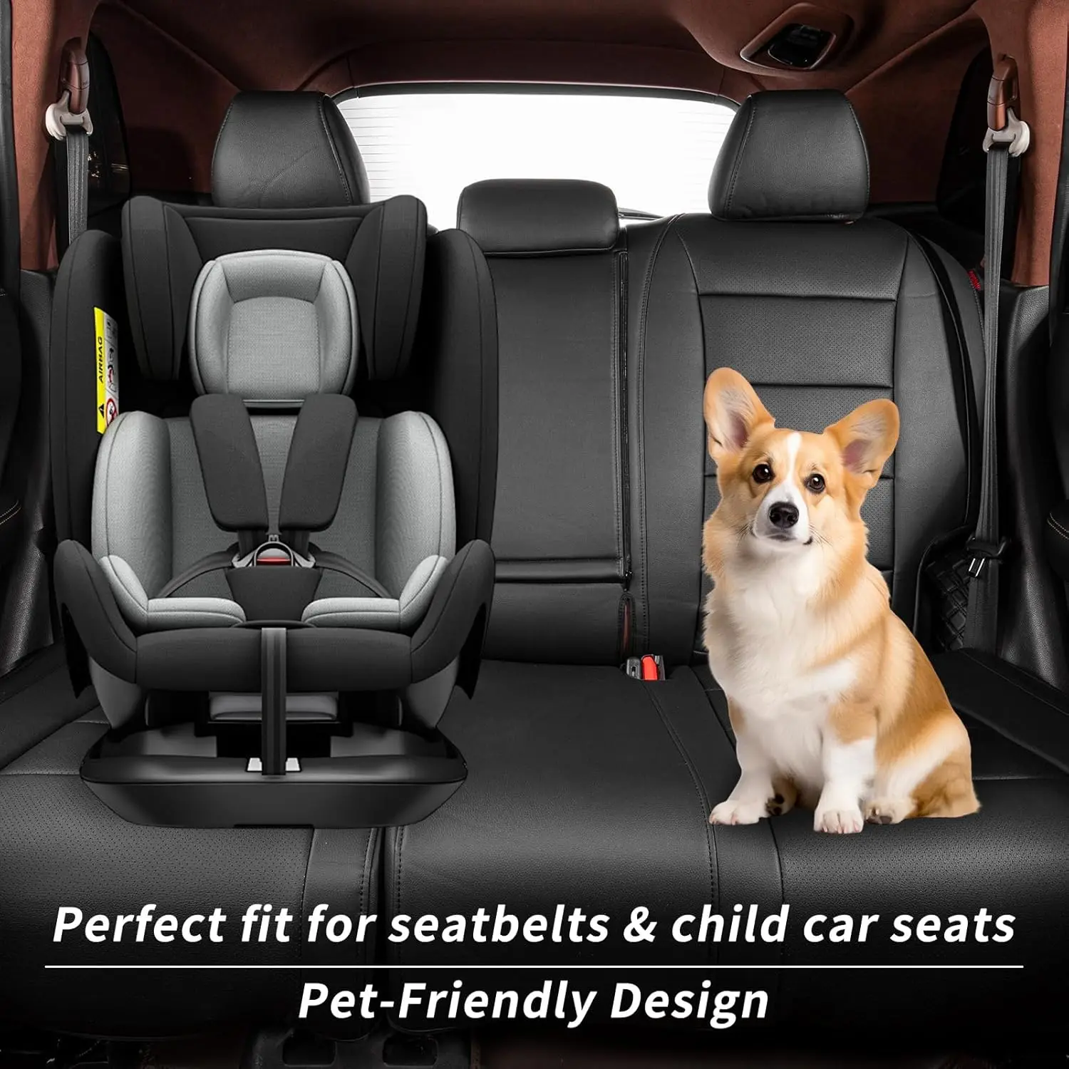 Car Seat Covers for 2023 - 2025 Hybrid, Waterproof Leather, Black, Airbag Compatible