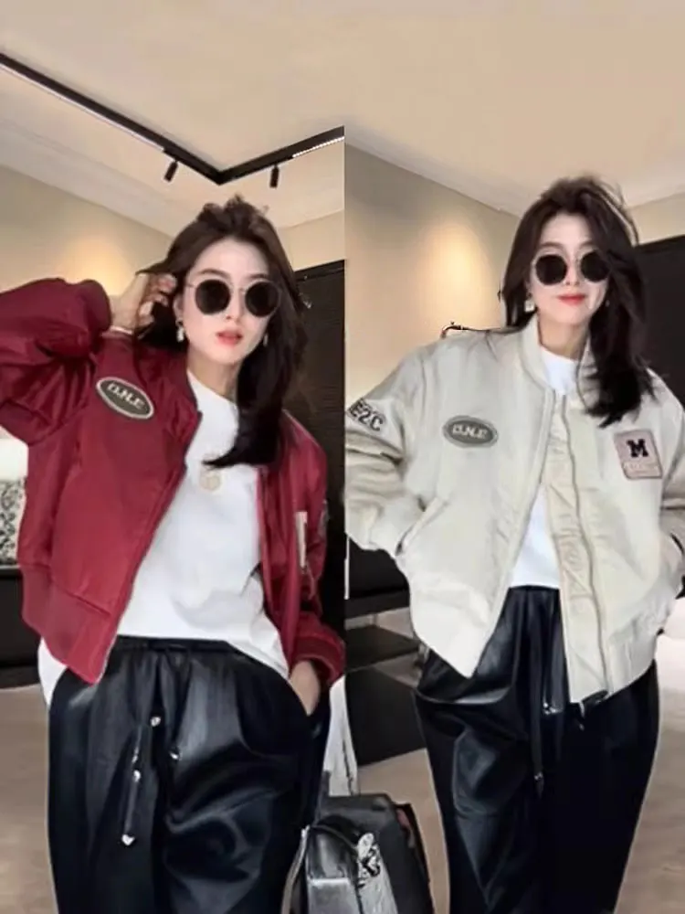 

Повседневная женская куртка-бомбер в американском стиле, весна-осень 2026, новинка, маленький размер