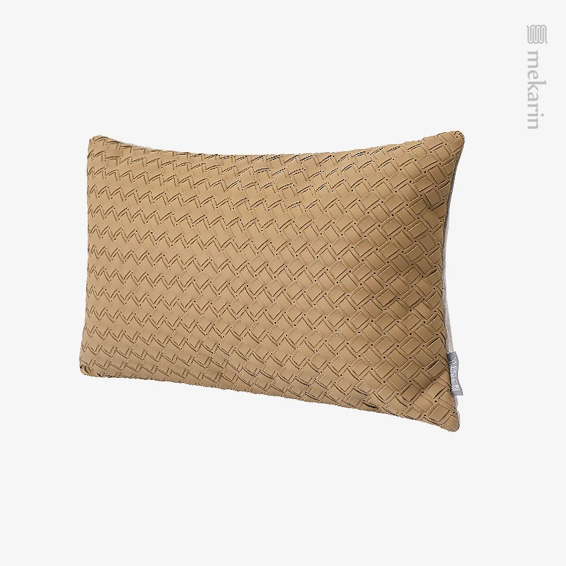 Simple and light luxury coffee color woven pillow villa bedroom living room sofa square pillow hotel winery restaurant pillow