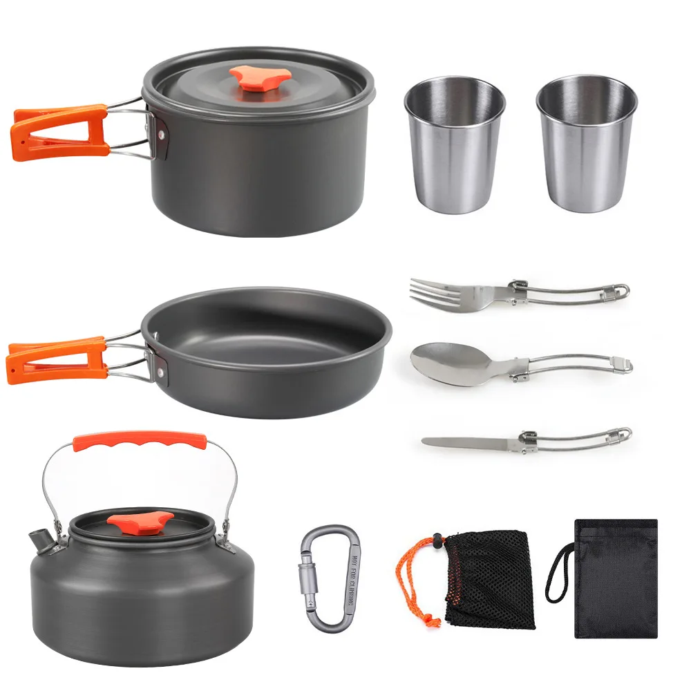 

Outdoor camping set pot and teapot set DS-310pot and tableware combination portable picnic cookware three pieces