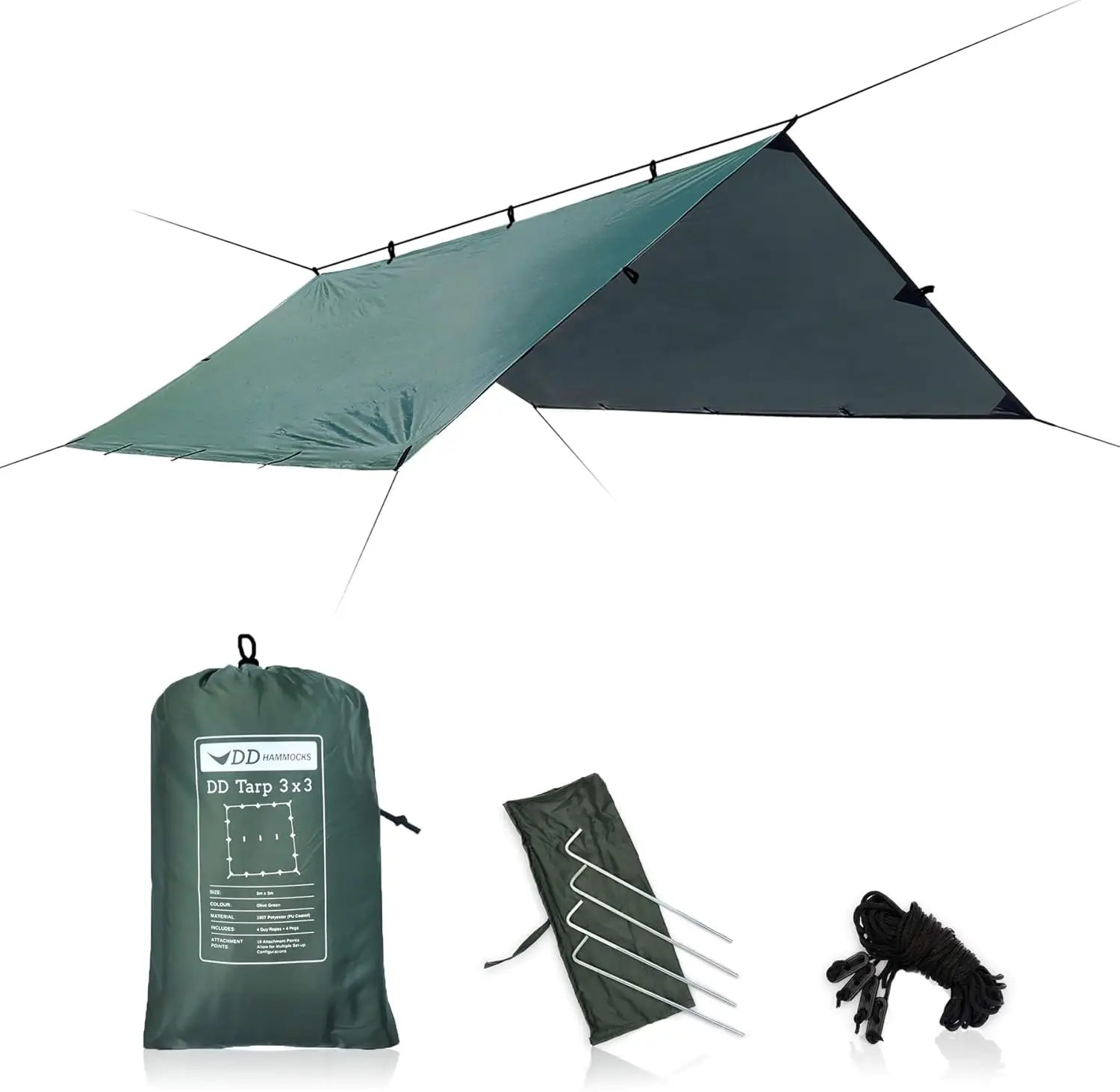 

10ft x 10ft Olive Green Waterproof Tarp for Camping, Hiking, and Outdoor Shelter