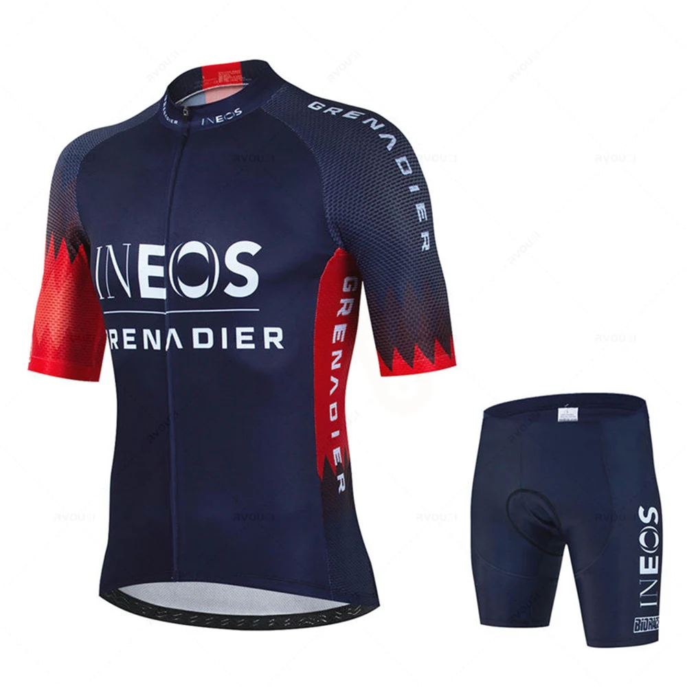 Ineos Sommer Fahrradtrikot Herren MTB Kurzarm Radsport-Set Herren Fahrradshorts Set MTB Ropa Ciclismo Fahrradshirts Maillot Bekleidung