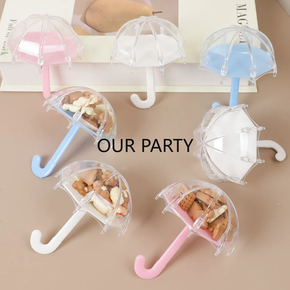 6/12Pcs Mini Umbrella Shape Plastic Candy Box Transparent Gift Packing Boxes for Kids Birthday Baby Shower Wedding Party Decor