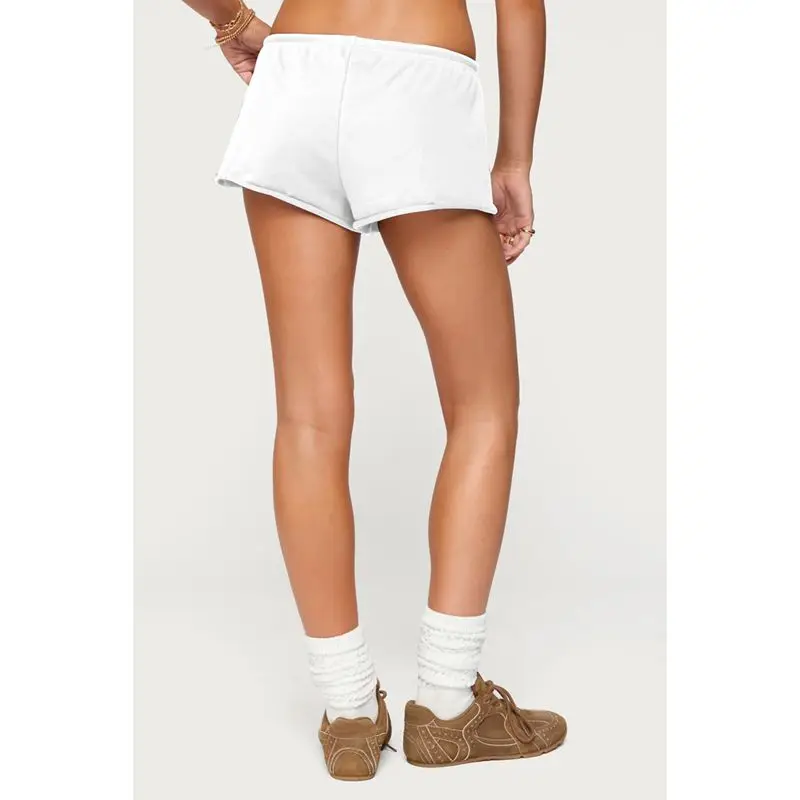 شورت نسائي صيفي من Combhasaki Y2K برباط مرن منخفض الخصر بلون سادة كاجوال قابل للتنفس رياضي واسع الساق فضفاض مناسب