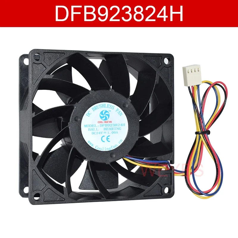 Ventilador de refrigeração, modelo novo dfb923824h, dc24v, 1.00a, 9038, 92x92x38mm, fio 4