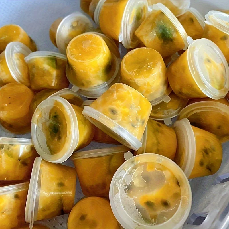 50cps Mini Transparent Plastic Season Box Portable Dipping Sauce Storage Box Fruit Tea Block Freezing Mold Kitchen accessories