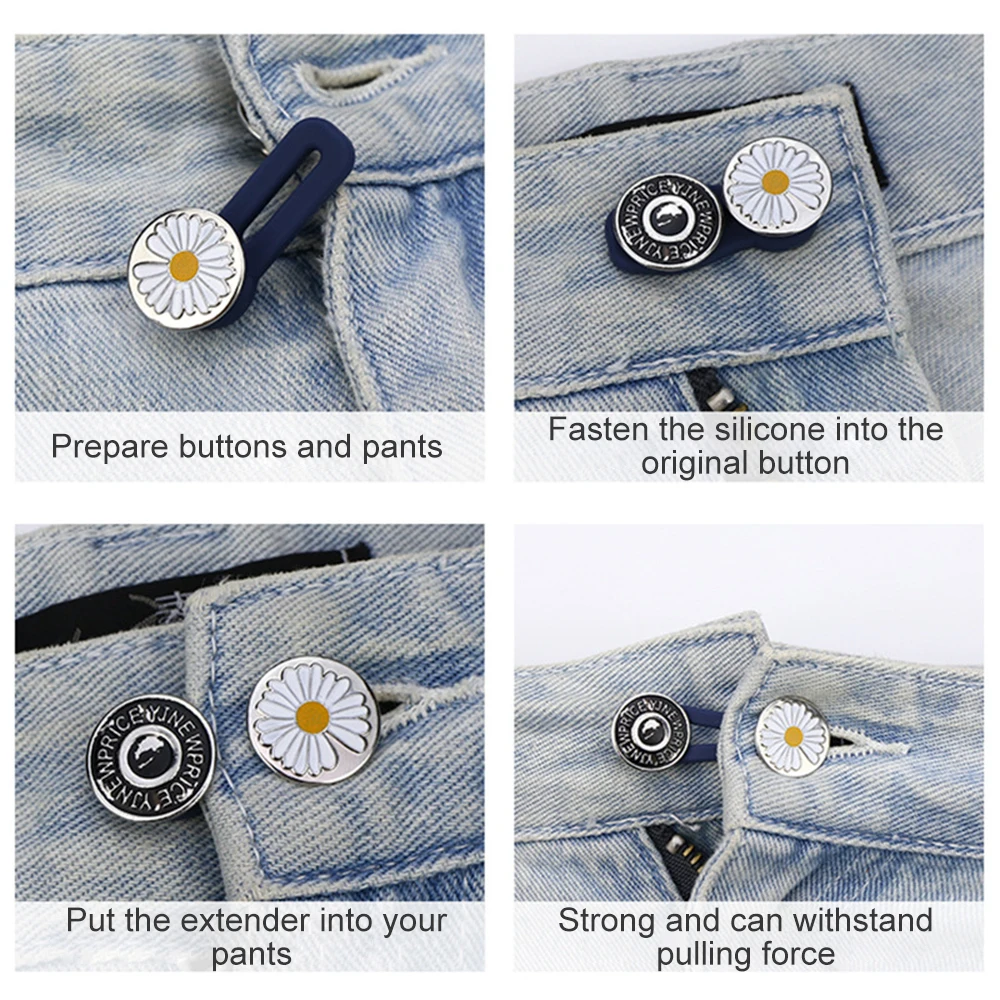Nähfreier Jeans-Taillenverlängerer Abnehmbarer Metallverschluss Verstellbarer Universalknopf für Hosen Hemden Herren Damen DIY Kleidungszubehör – Detail 3