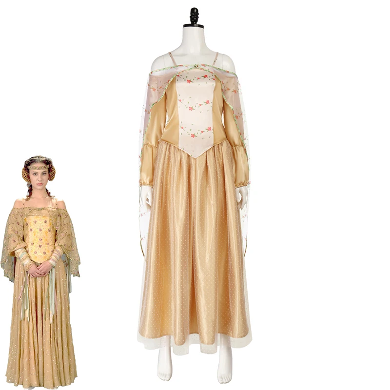 

Amidala Cosplay Padme Costume Women Dress Headwear Outfits Movie Space Battle Roleplay Halloween Carnival Party Disguise Suit ﻿