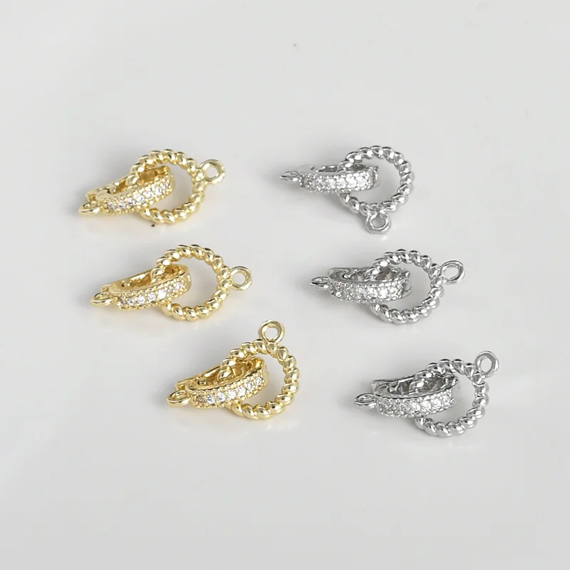 Copper-plated 14k Gold Color Zircon Twist Round Link Button Head DIY Handmade Bracelet Necklace Accessories Material Copper