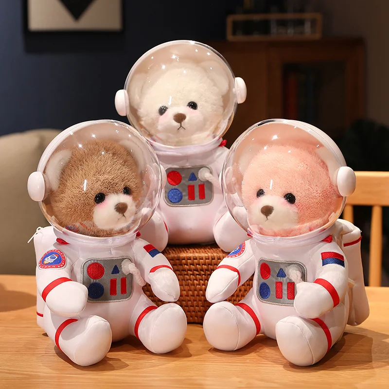 

30CM Lovely Aerospace Teddy Bear & Panda & Rabbit Plush Toys Cute Animal Astronaut Messenger Bag Dolls Kawaii Gift for Baby Girl