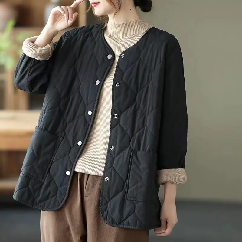 Women Jacket 2024 New Autumn Winter Parkas Female Middle-aged Mothers Loose light Thin Casual Short Warm Cotton Padded Outwear