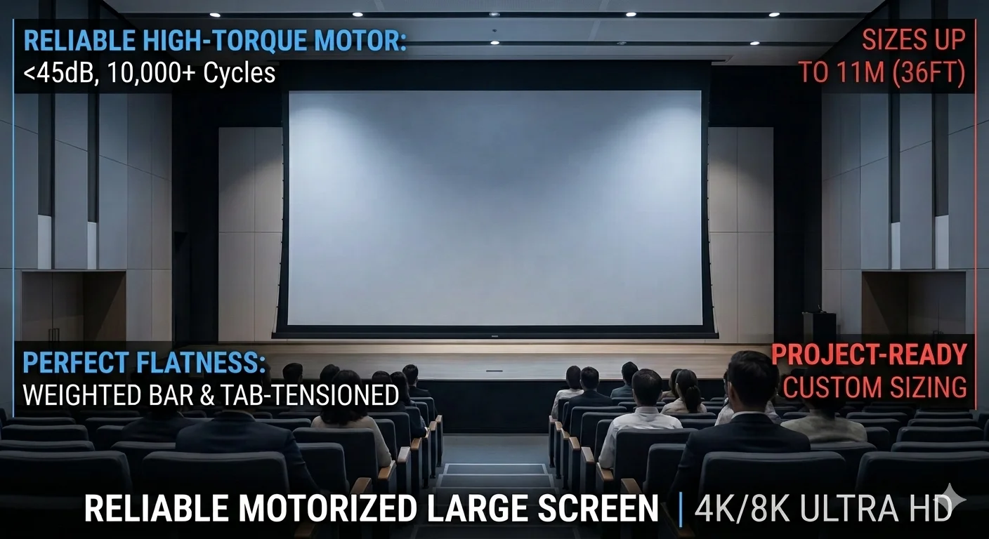 11m Large Motorized Projection Screen 36ft Custom Size 4K 8K HD High-Torque Motor DDP Shipping