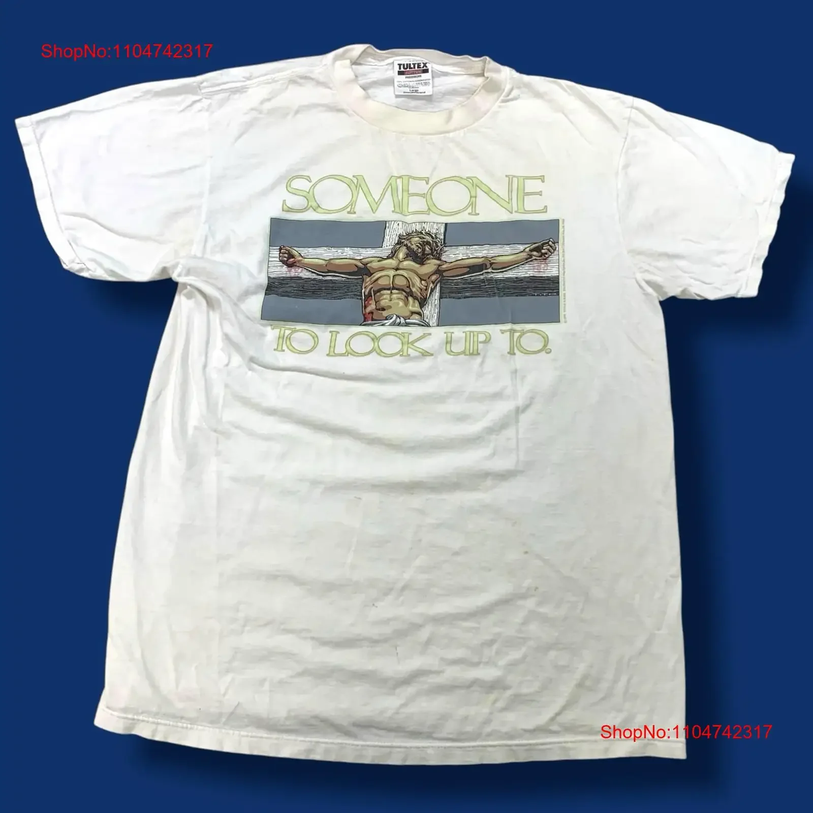 Vintage Tultex alguien para lucir Jesucristo versículo de la Biblia camiseta para hombre grande vintage lavado estirado Casual homme transpirable