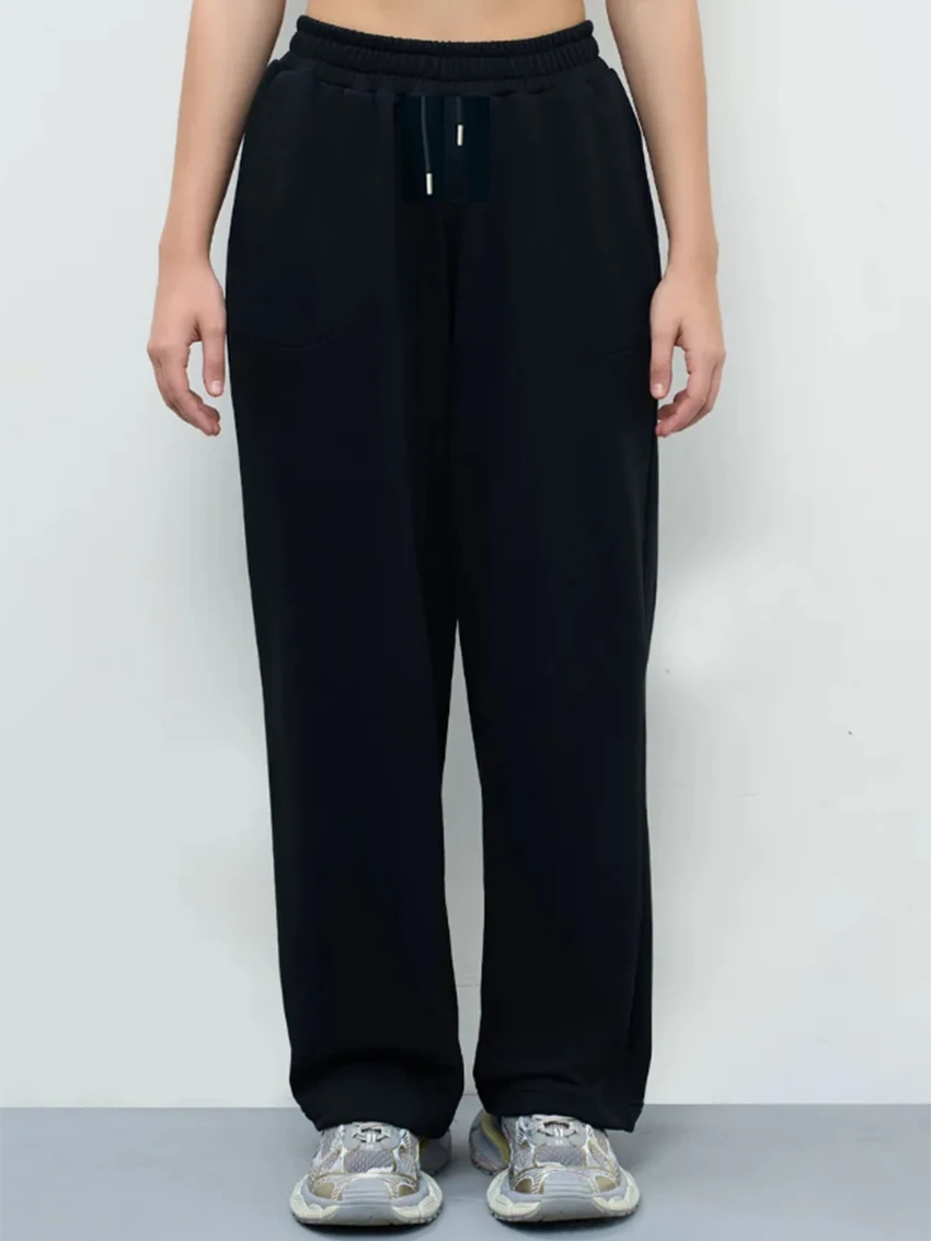 Parc Fee Spring Loose Gray Women's Pants Fashion Mid Waist Wide Trousers Elegant Classic Solid Pants Female Clothing Streetwear