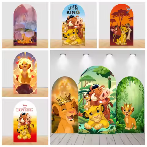 The Lion King Simba Arch Backdrop Cover Baby Shower Boy Birthday Party Safari Jungle Arched Wall Decor Photography Background