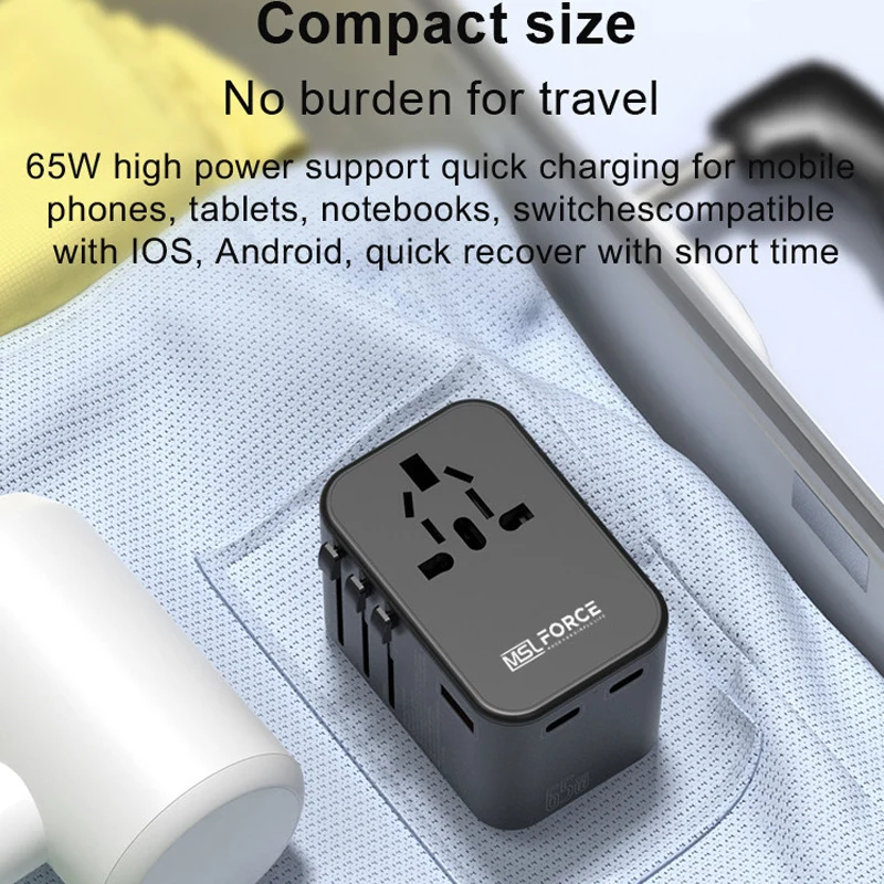 Uniwersalny Adapter podróżny podwójny typ C PD GaN 65W USB A 30W szybka ładowarka do iPhone 14 iPad Pro 2022 MacBook M1 Laptop