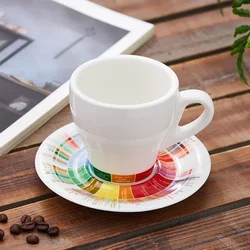 170ml /280m/320mll Thick Body Ceramic Tulip Latte Cup Coffee Cappuccino Cup and Saucer In Flavor Wheel Design Barista Cup Saucer