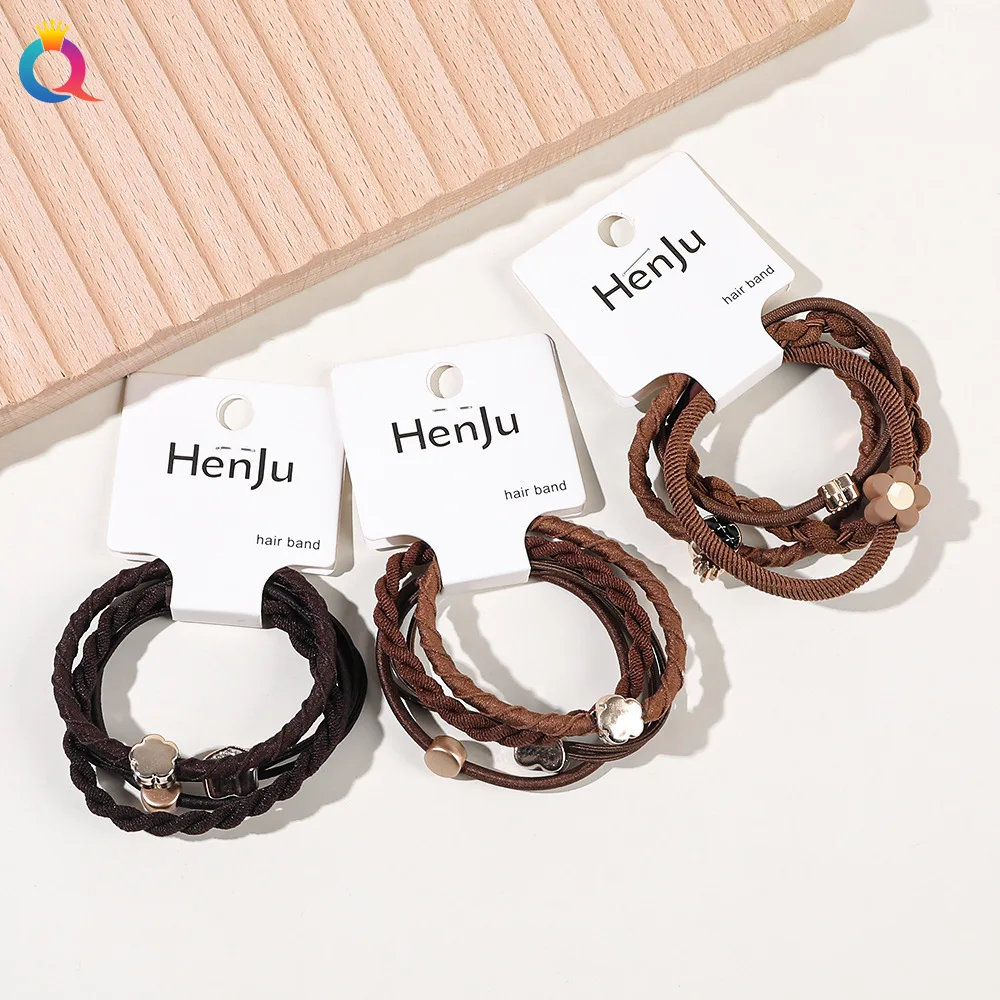 4pcs Elastic Hair Rubber Bands For Women Girls Kids Scrunchies Accessories Tie Hair Ring Rope Headdress Headwear Ponytail Holder