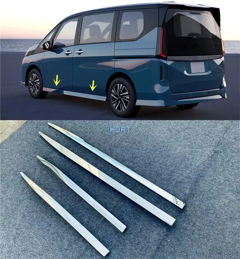 For Nissan Serena C28 2023 + Car Styling Protector Decoration Accessories Side Door Strip Body Molding Cover Skirt Moulding Trim