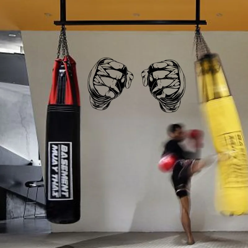 Kickboxing Martial Art Wall Sticker Boxing Sport hand Wall Decal Boxing Club Decoration Home Room Decor Mural Vinyl Decal #205
