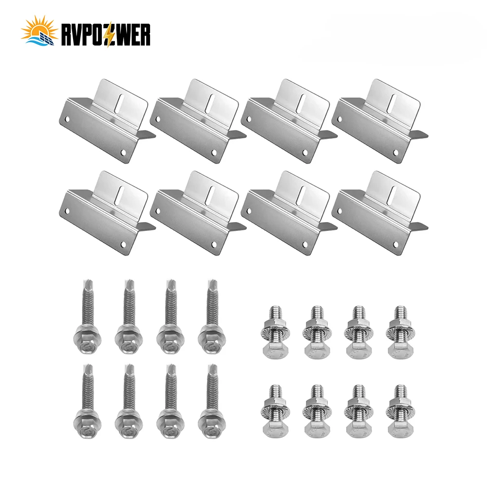 RVPOZWER 8-teiliges Set Solarpanel-Montagehalterungszubehör aus leichtem Aluminium für Dächer, Hinterhöfe, netzunabhängige Anwendungen